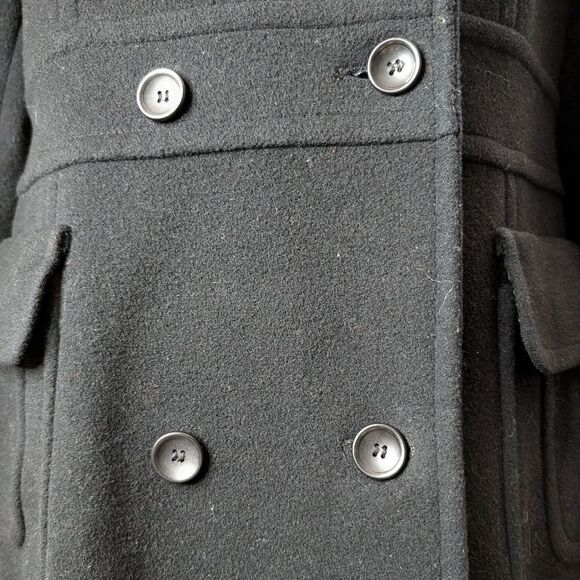 Black wool cashmere full length coat double- breasted, detachable fur lo… - Picture 14 of 14